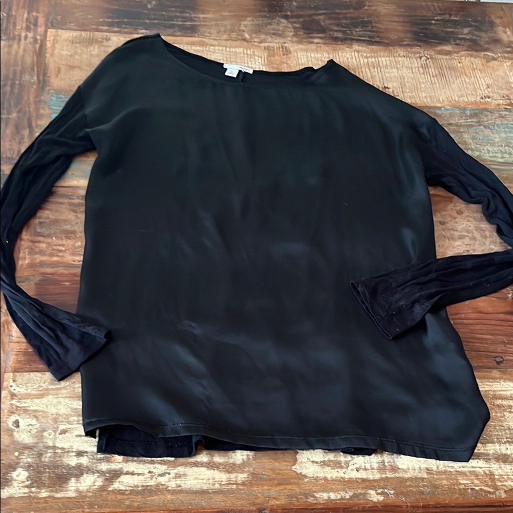 Halogen Black Relaxed Blouse with Rounded Neckline